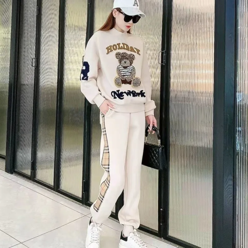 Women\'s Casual Fashion Plush Sweater Sweat Suits 2022 Spring And Autumn Winter New Temperament Matching Two Piece Sets For Women