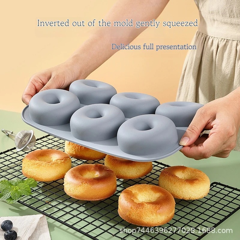 

Food grade silicone donut mold baking 6-round easy release oven biscuit cake mold