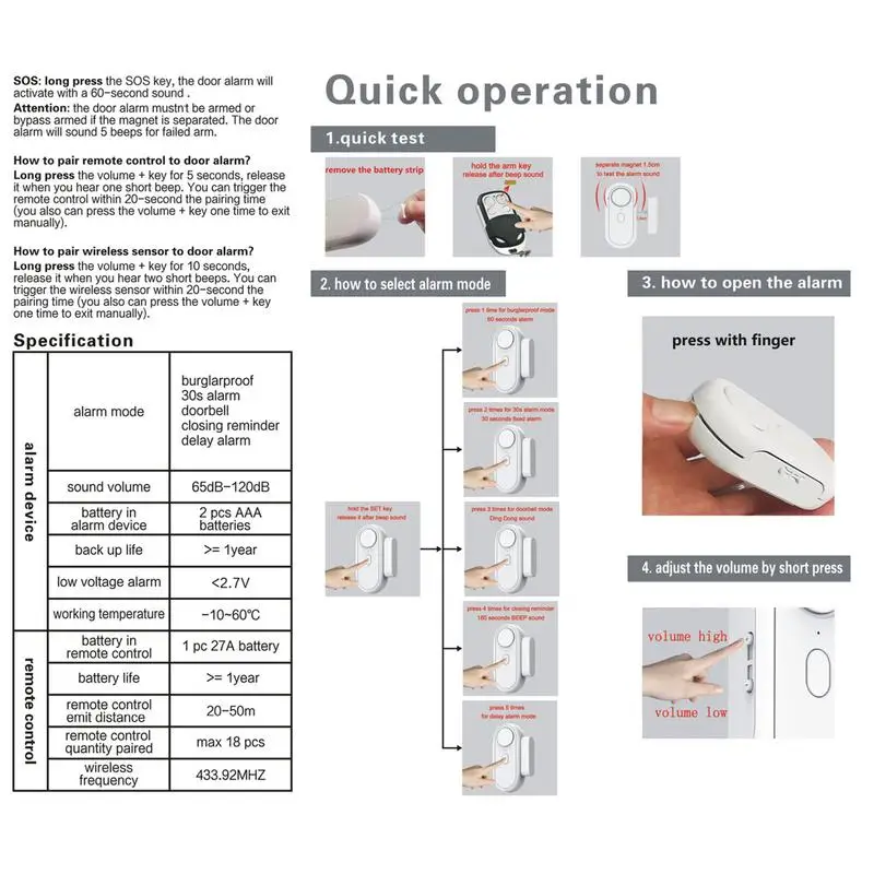 Imagem -03 - Alarmes para Portas e Janelas Sensor Magnético de Alta Decibel Alerta contra Roubo Fácil Instalação Alarme Anti-roubo Home Security 120db