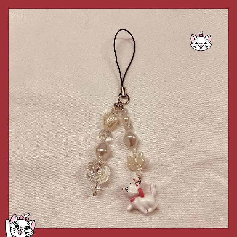 Cadena de teléfono colgante de Disney para niña y niño, accesorios Kawaii, Los Aristogatos, Marie Cat, regalos periféricos creativos, adornos