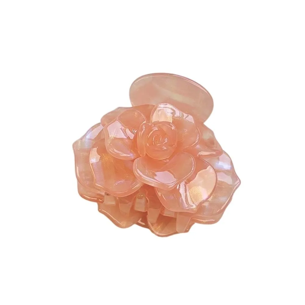 

Fashion Elegant Camellia Hair Claw Korean Style Creative Flower Shark Clip Gradient Color Waterproof Acetic Acid Hair Claw Gifts