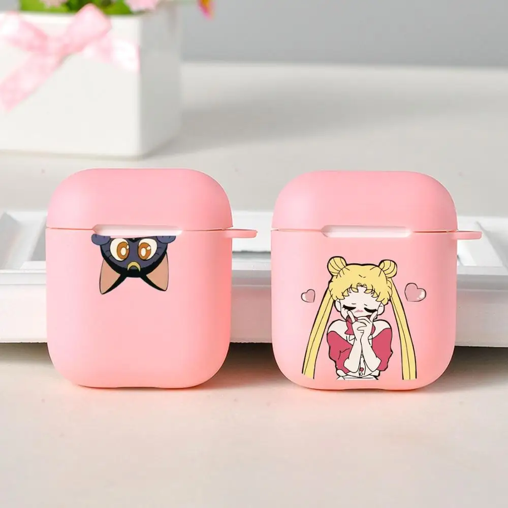 Capa de Silicone Sailor Moon para Airpods, Capa Rosa para Air Pods Pro 2, 3, Fofone de Gato Bonito, Gatos Anime Japão