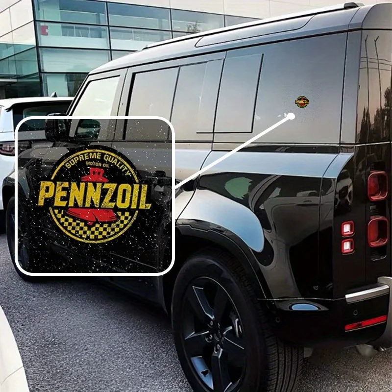 4 قطع من ملصقات شعار زيت السباق العتيق Pennzoil، ملصقات ديكور للسيارات والدراجات النارية على طراز الرسوم المتحركة #4