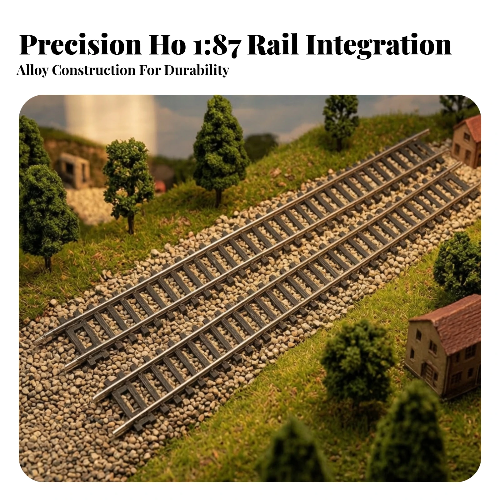 2 Pieces HO Scale Track Miniature Railway Track Section Reliable Sturdy for Hobbyists, Model Train Layouts, Scenery Projects