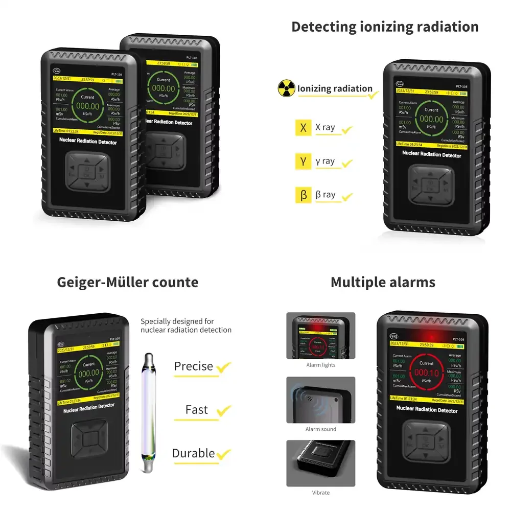 

Geiger Counter for PULITONG Nuclear Radiation for Beta Gamma X Ray Monitoring with 3 Alarm Modes IP65 Waterproof