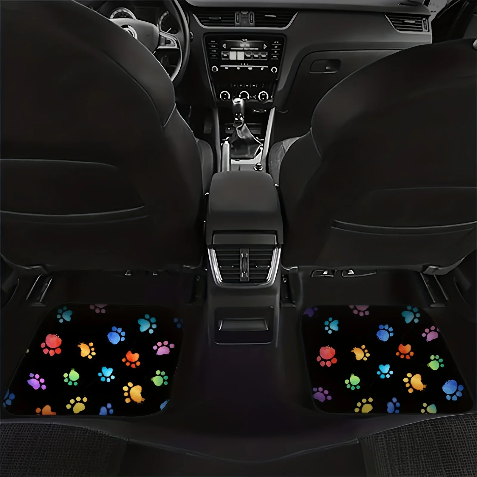 4Pcs Cute Dog paw pattern Car Floor Mat Non-Slip Car Carpet Easy Clean and Wear-Resistant Front and Rear Universal  Floor Mat