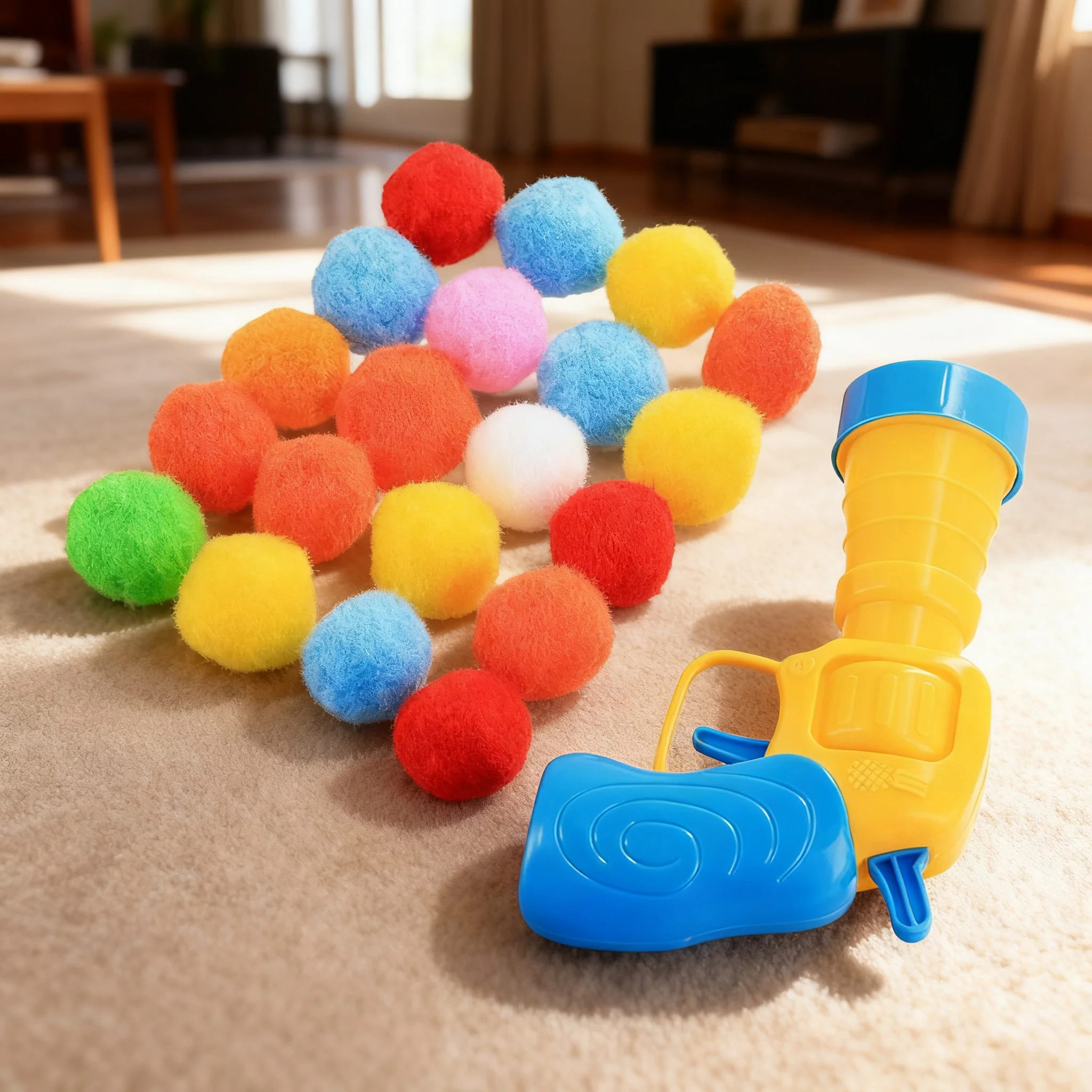 20 Stück Katzen-Plüschball-Schießpistole, lustiges Katzenspielzeug, interaktives Trainings-Spielzeug für Haustierkätzchen, kreative Mini-Schießspiele