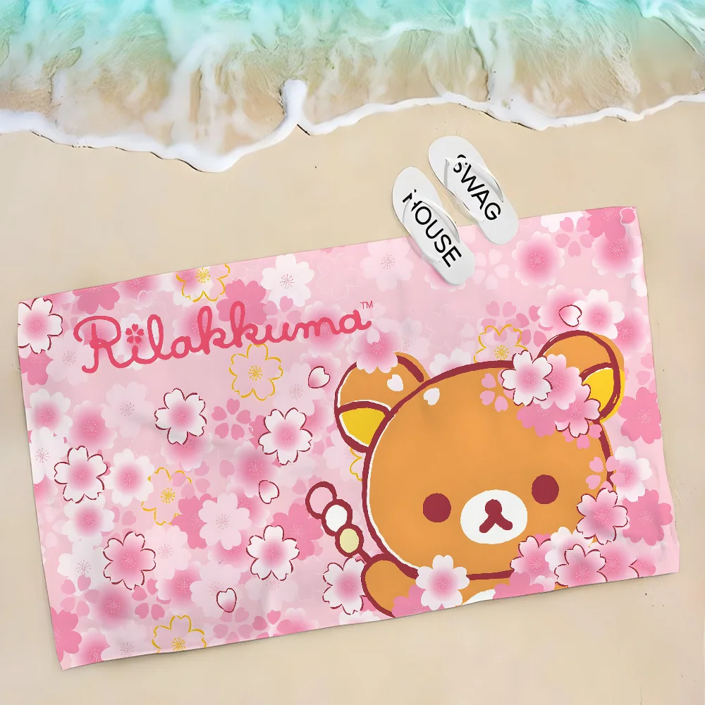 1pc Rilakkuma asciugamano asciugamano da spiaggia per bambini asciugamano da doccia per il nuoto estivo forniture per il bagno