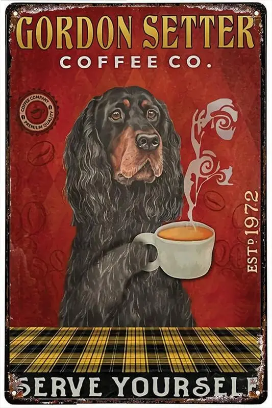 Funny Metal Tin Sign Gordon Setter Coffee Company Serve Yourself Metal Tin Sign Indoor & Outdoor Home Bar Coffee Kitchen Ice