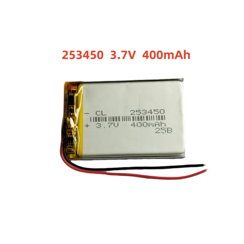 

3.7V 400mAh Li-Polymer Replacement Li Lipo Battery 253450 JST 2Pin 1.0/1.25/1.5/2.0/2.54mm Connector For GPS Camera LED