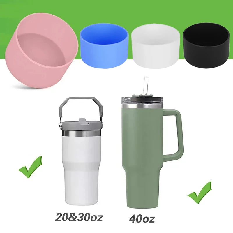 2Pcs Silicone Cover Anti-slip Boot Bottom Sleeve for Stanley Tumbler Cup Stainless Steel Thermos Cup Protective Cover