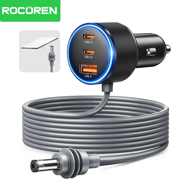 carregador-automotivo-rocoren-60w-usb-c-com-3-portas-pd-qc-40-45w-para-samsung-s25-iphone-17-16-macbook-adaptador-de-carregamento-rapido-60w