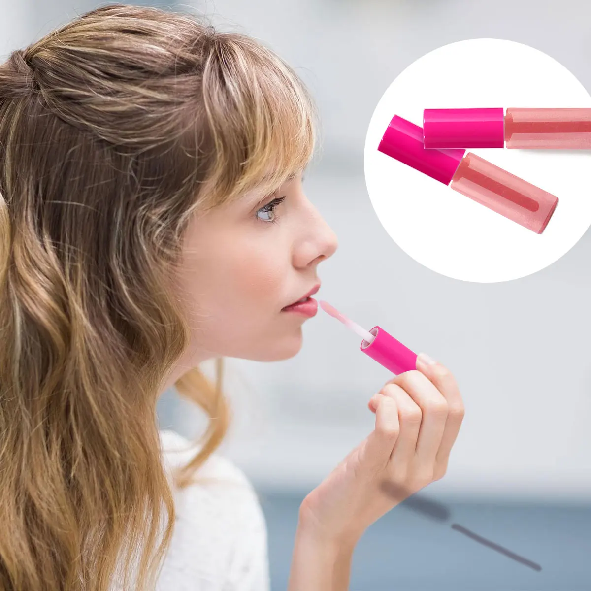 

100 Pcs Lip Gloss Bottle Lip Bottle Lip Container DIY Accessories with Cover for Ladies Girls (Rosy)