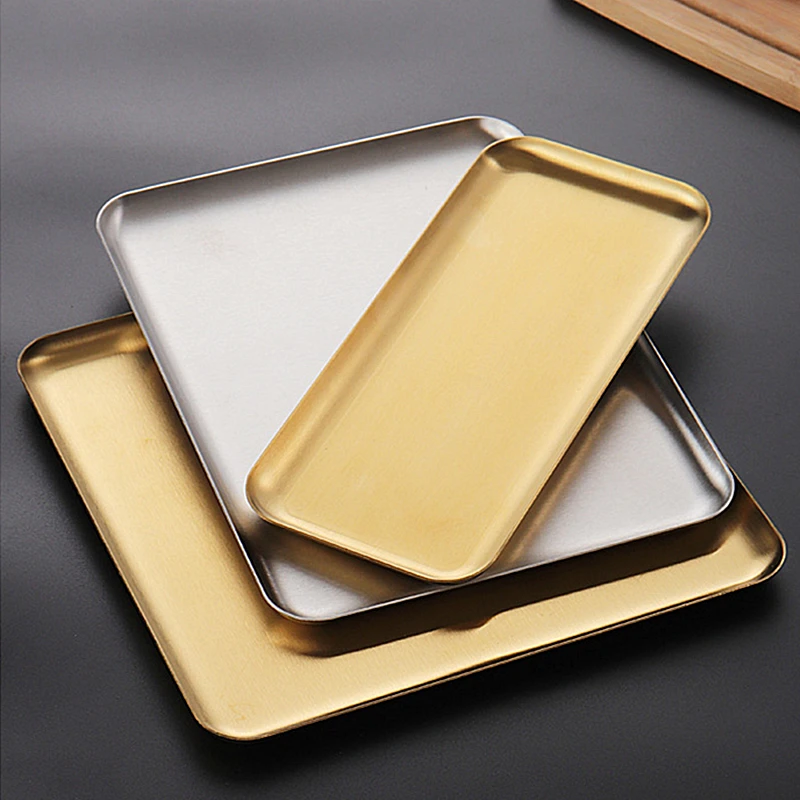 Rectangular Nonstick Pan Stainless Steel Cookie Cooking Sheet Baking Tray Steamed Sausage Dishes Fruit Grill Fish Plate Bakeware