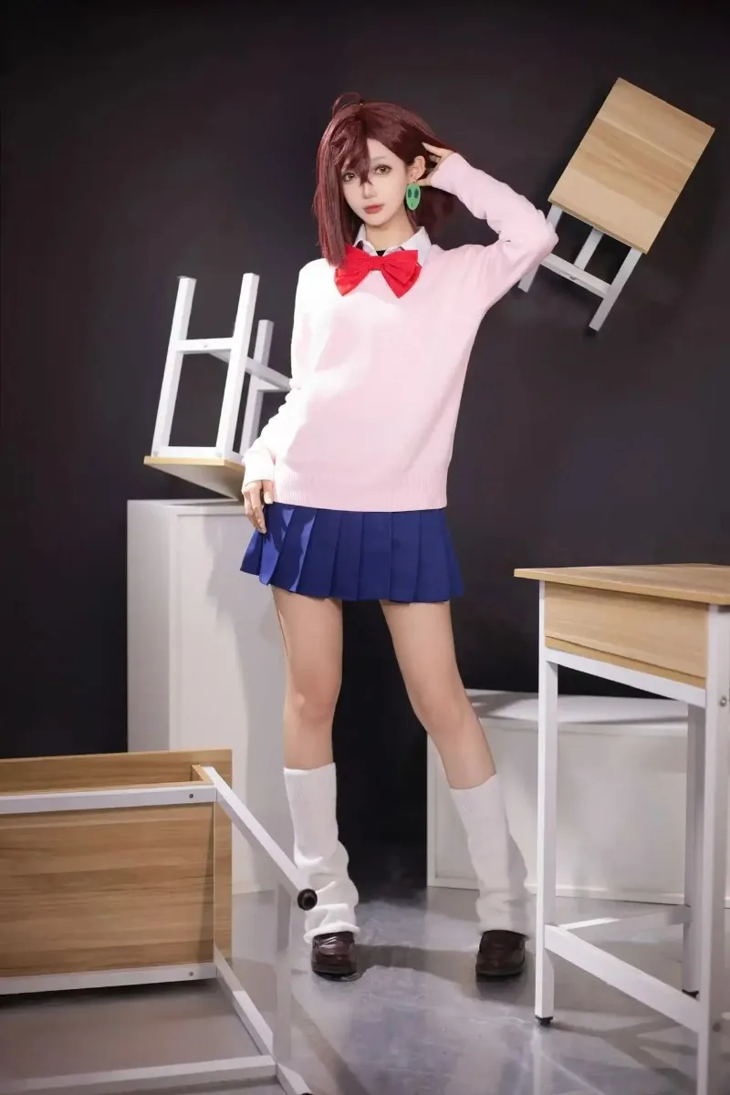 

Anime DanDaDan Cosplay Momo Ayase Costume Sweatshirts Skirt Earrings Accessories Full Set Halloween Wig Party Outfit Adult Women