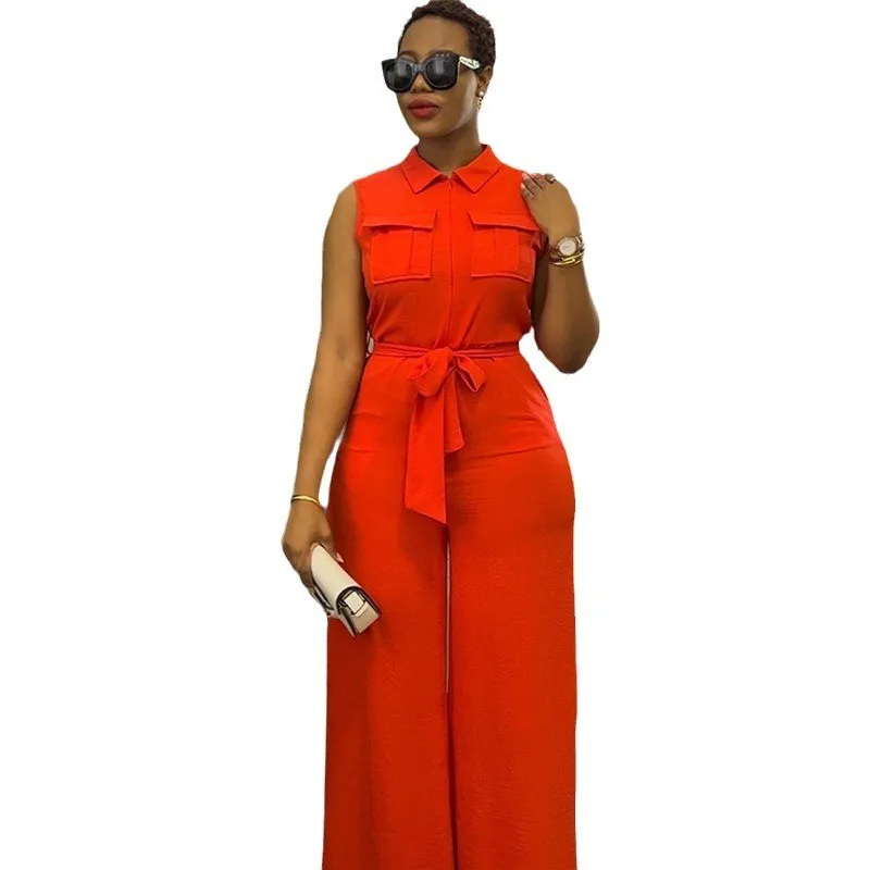 Wide Leg Sleeveless Pants High Waist Full Length Sweet Fresh Printed Summer Slight Stretch Women Jumpsuit with Long Pants