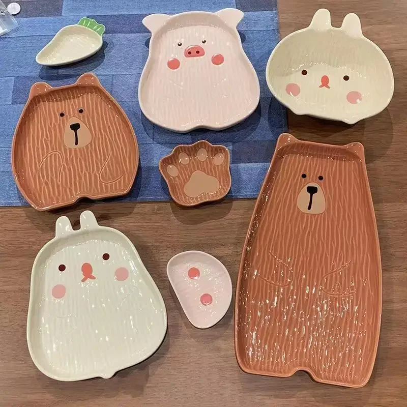 

Korean Style Ceramic Household Tableware,Cute Rabbit Dish,Dim Sum Dish,Rice Bowl,Fruit Bowl,Salad Flavor Dish,Specialty Plates