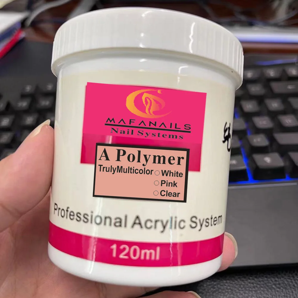 120ML Acrylic Nail Art Powder Clear Pink White Carving Crystal Polymer Professional Long-Lasting UV Polish Extend/Dipping Dust *