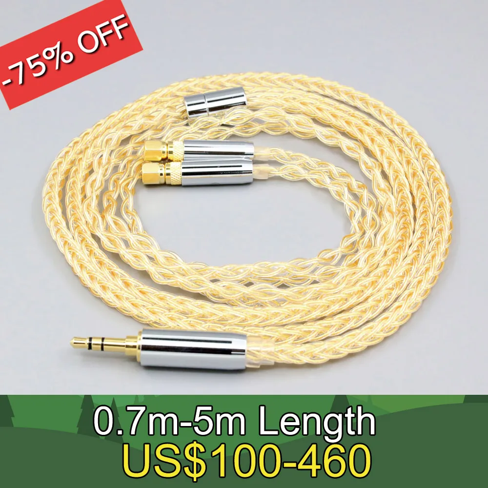 

8 Core 99% 7n Pure Silver 24k Gold Plated Earphone Cable For HiFiMan HE400 HE5 HE6 HE300 HE4 HE500 HE6 Headphone LN008420