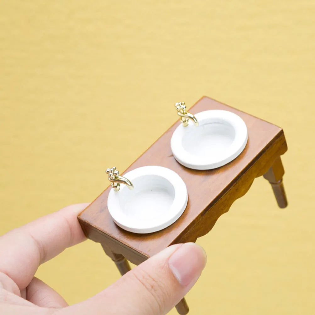 

Miniature Bathroom Sink for Dollhouse Decor Realistic Basin with Faucet for Mini Home Interior Design Accessories
