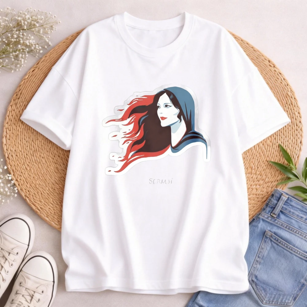 Iranian Lion Iran Map T Shirt Fashion Men's T-Shirt Abstract Woman Portrait Design Casual Summer Wear Gift For Him