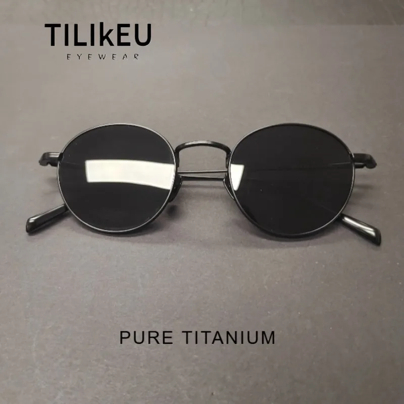 

2026 Ultra-Light Pure Titanium Polarized Sunglasses Trend Men Women Round Gradient Shades UV400 Small Face Fishing Sun Glasses