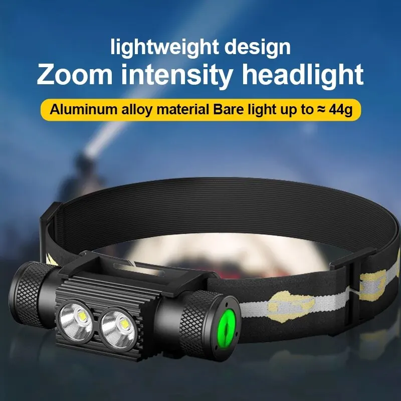 LED Headlamp USB Rechargeable Flashlight Power by 18650 Battery Headlight Torch Camping Light Waterproof Work Lamp