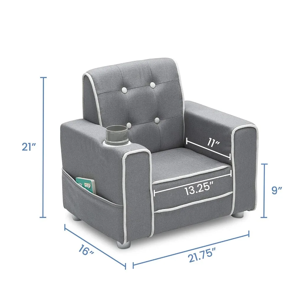 Krzesło tapicerowane dla dzieci Chelsea Kids z uchwytem na kubek