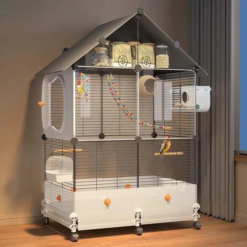 

Parrot bird cage household large luxury ecological villa new splash-proof barbed wire tiger skin pet cage