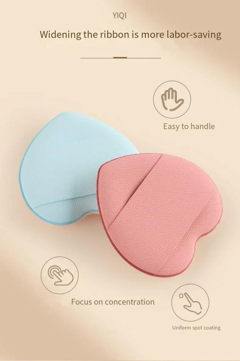 Joli macaron en forme de cœur, ne mange pas de poudre, détail de réparation, bouffée de maquillage, mini bouffée humide et sèche pour les doigts