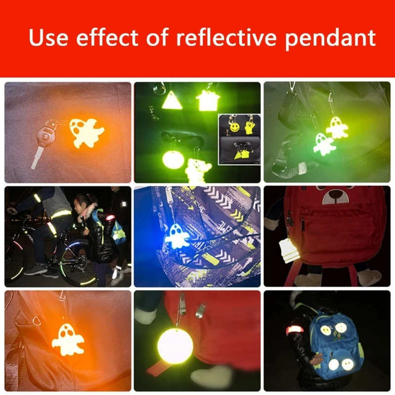 Kids Safety Reflectors Keyrings Ghost Style Reflective Pendant for Backpacks Strollers Bags Wheelchairs Reflective Bags