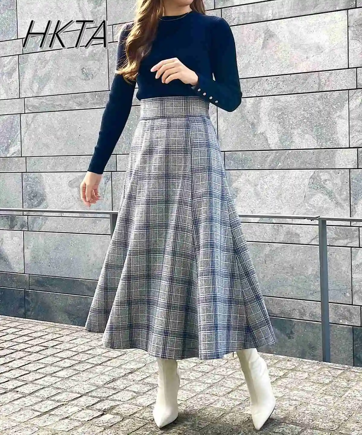 

Japanese Niche High-waisted Woolen Plaid Skirt Women Autumn Winter Retro High-waisted Hips Covering Sliming Long A-line Skirts