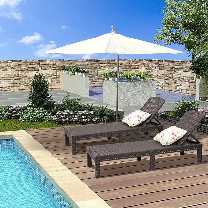 

Modern Comfortable Resin Metal Chaise Lounge Sun Lounger Durable Plastic Design for Outdoor Use-for Poolside Parks Villas Hotels