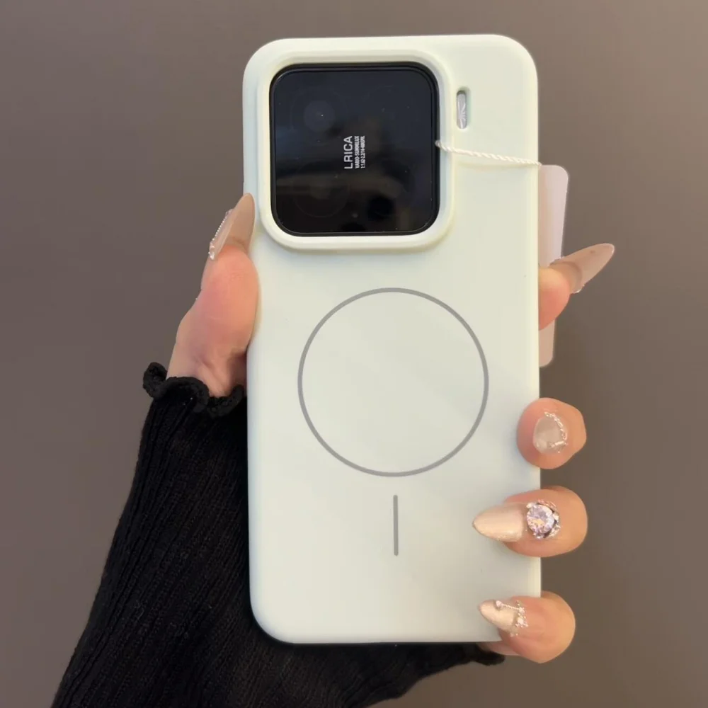 حافظة أصلية من السيليكون السائل المتدفق لهاتف Xiaomi 15 Pro Ultra 15 Ultra 14 Pro Mi14 13 غطاء شحن لاسلكي مغناطيسي مقاوم للصدمات