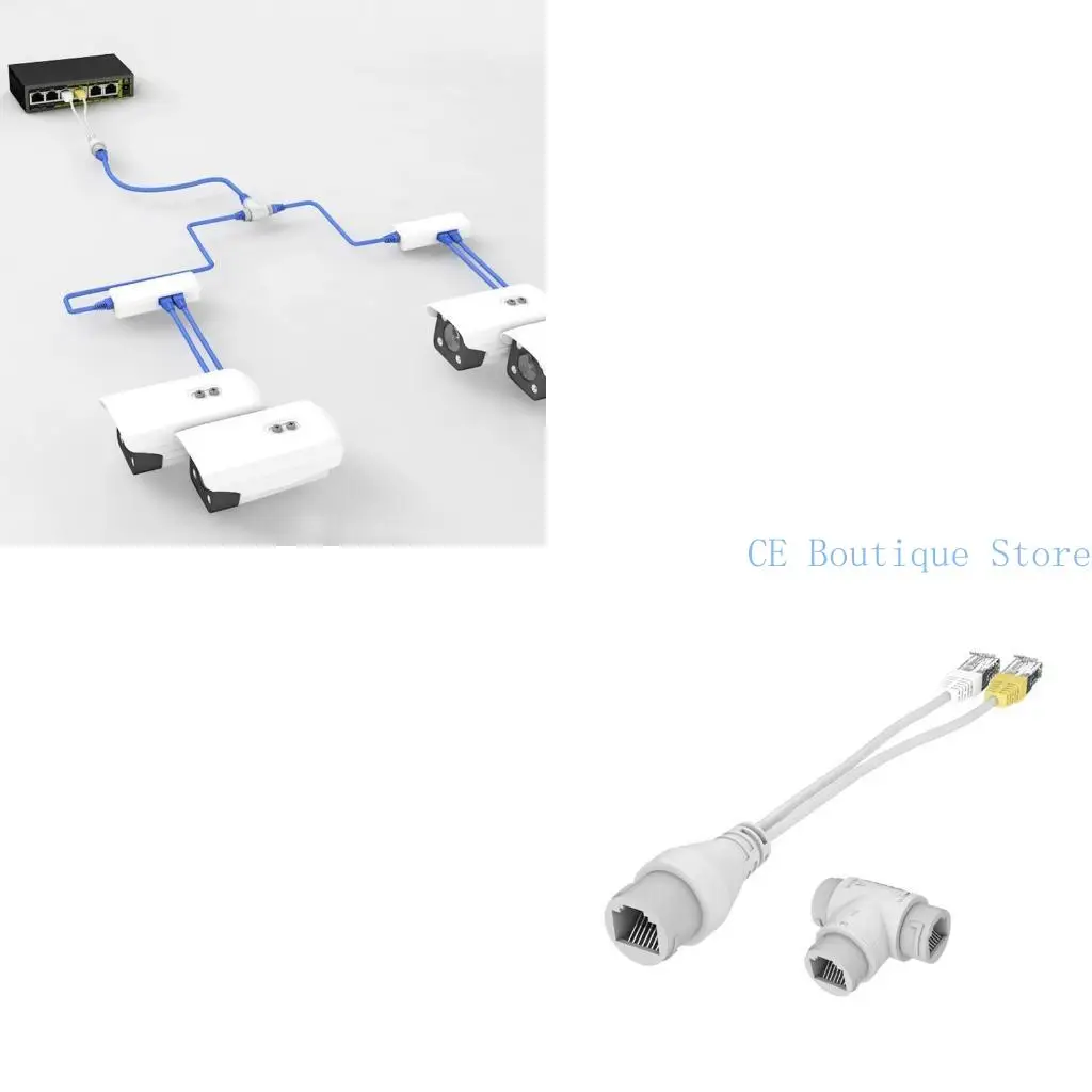 

652F POE Splitter 1-To-2 Saving Cable Three-way RJ45 Connector For Camera