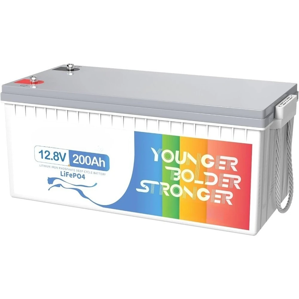 12.8V 200Ah LiFePO4 Battery Lithium Battery with 100A BMS, 4000-15000 Deep Cycles & 10-Year Lifetime, Perfect for RV, Camping