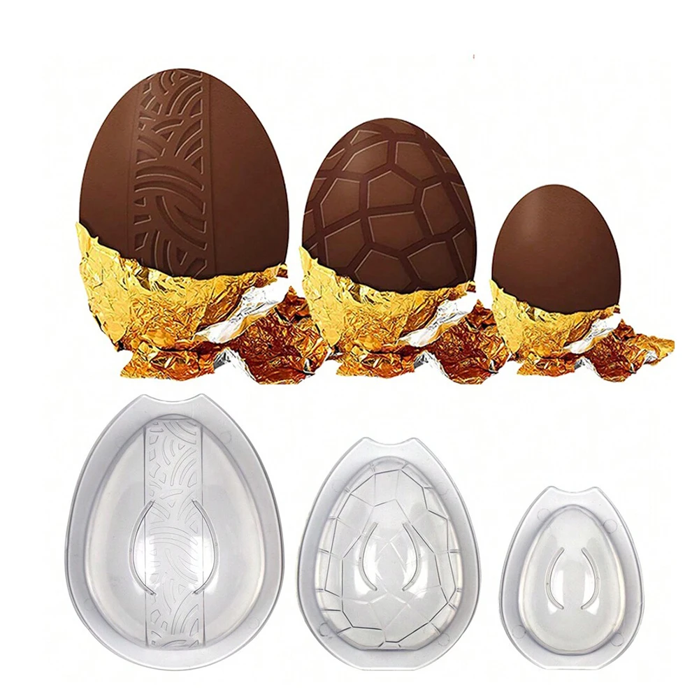 

3Pcs Egg Chocolate Mold 3D for Easter Polycarbonate Chocolate Bonbons Candy Confectionery Baker Baking Pastry Tools