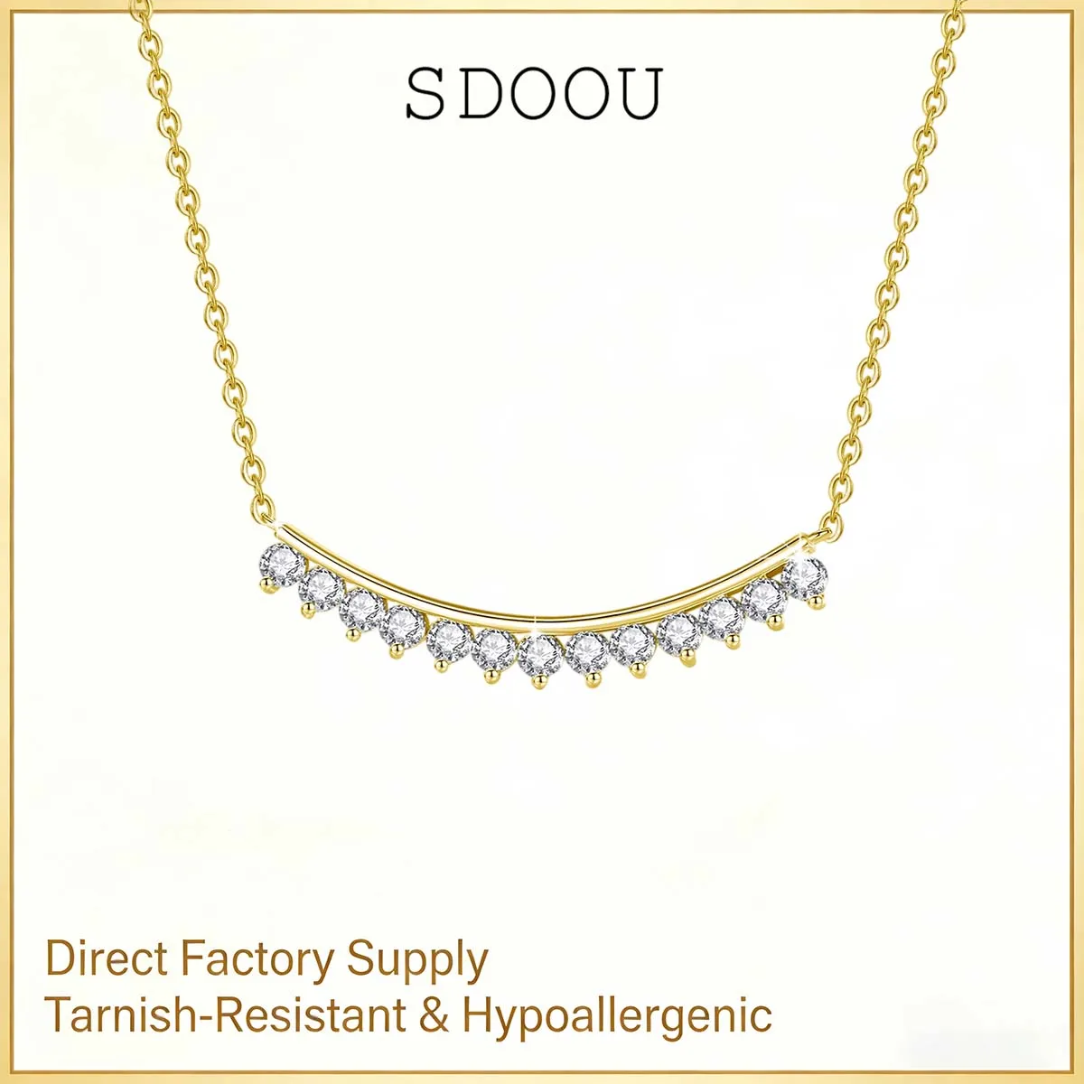 

SDOOU Elegant 14K Gold Filled Smile Moissanite Necklace 0.1ct D Color Lab Diamond Pendant with GRA for Women Party Jewelry Gift