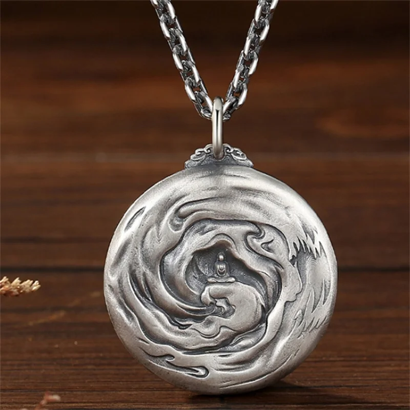 Ethnic Style Wisdom Buddha Pendant For Men Jewelry Blessing Awakening to Truth Character Necklace Male Female Accessories