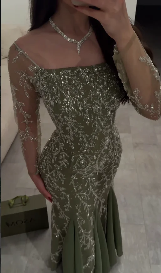 Luxury Green Sequins Evening Dress Elegant Simply Stylish Formal Party Gown High Quality Customized 2026 image 2