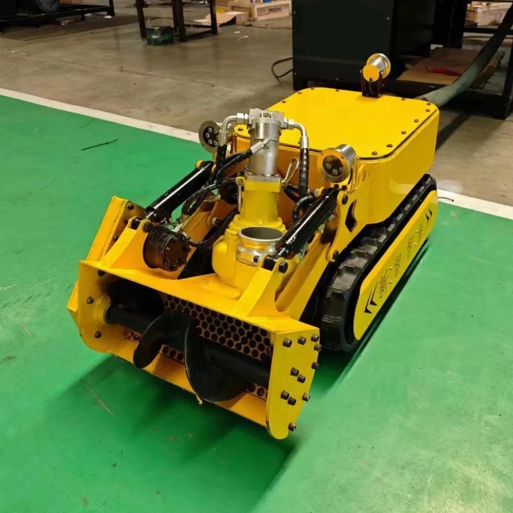 강 연못 운하 유지 보수를 위한 원격 제어 수중 준설 로봇 22kW 전력 고무 강철 트랙 퇴적물 청소기