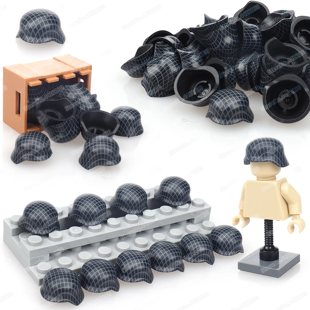 Militar alemão grade capacete preto bloco de construção moc ww2 figuras equipamentos guerra boné cenas acessórios modelo criança presentes menino brinquedos