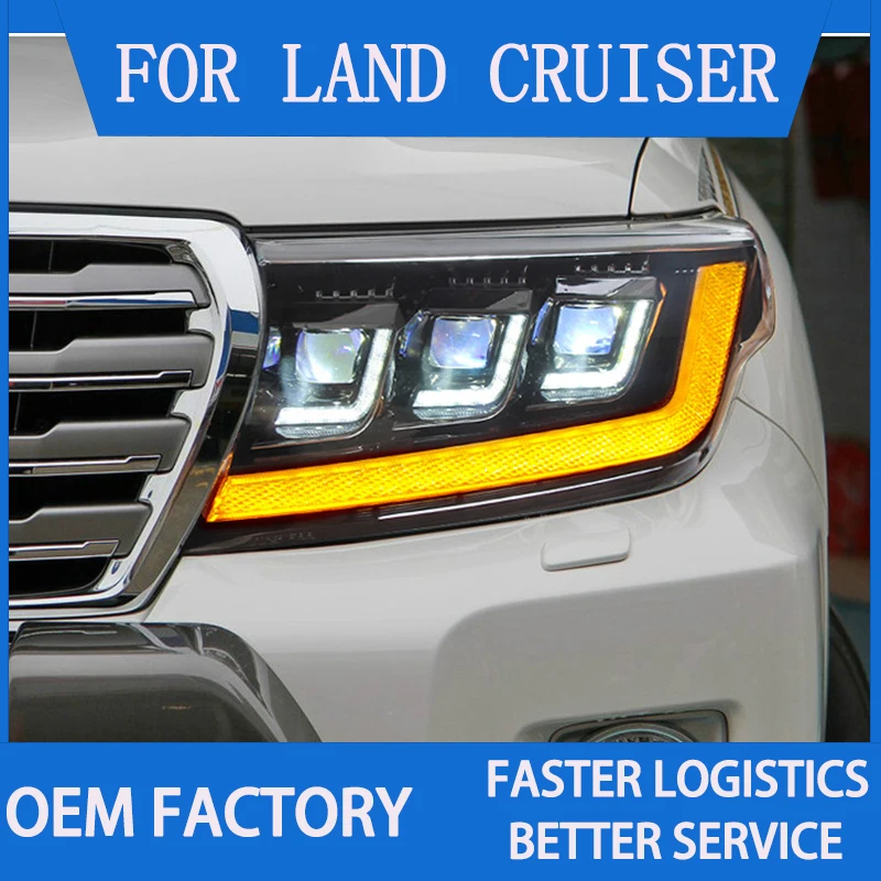 

Светодиодные передние фары для Toyota Land Cruiser 2007-2015, полностью светодиодные фары, установка Plug and Play, светодиодные ДХО, динамические указатели поворота
