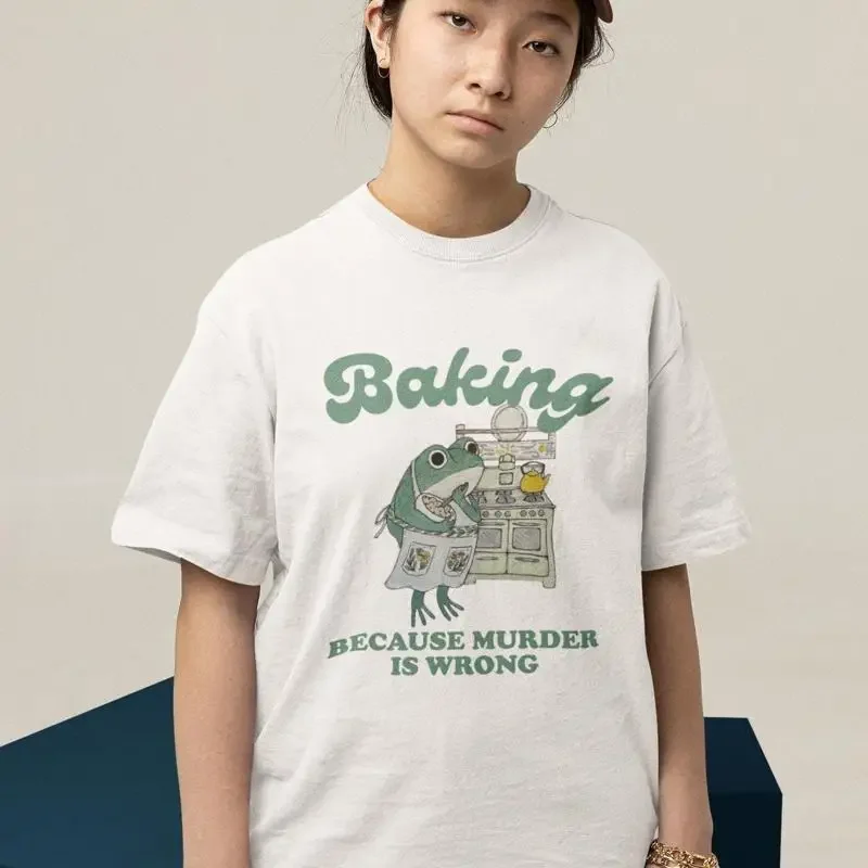 Baking Because Murder Is Wrong T Shirt Vintage Retro Toad Nostalgia 90S