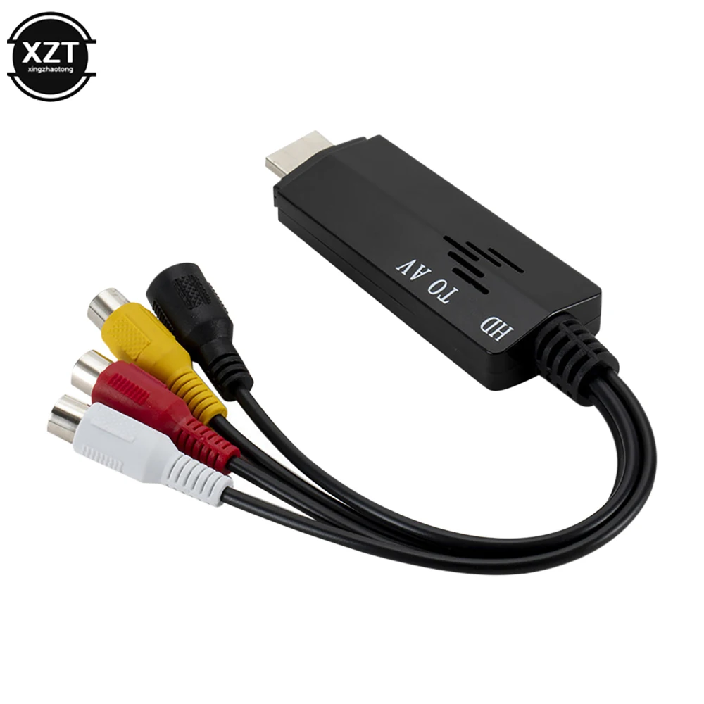 1080PHD HDMI-compatible to AV RCA Cable Black Converter Adapter Cable STB to Old TV HDMI-compatible Input RCA Output port