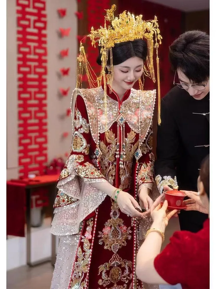 

Свадебное платье тяжелой промышленности, новая тост Hanfu в китайском стиле для женщин