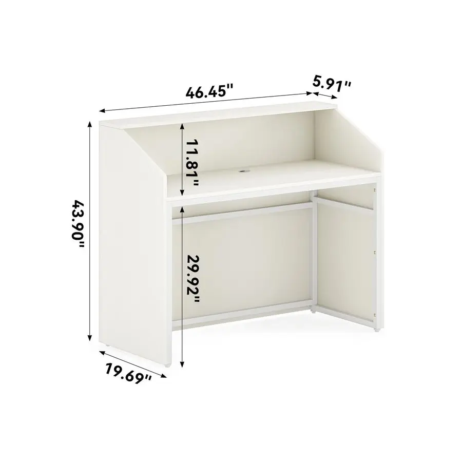مكتب استقبال 47 بوصة مع عداد، طاولة غرفة استقبال مكتب أمامي أبيض، طاولة بيع بالتجزئة للخروج، مكتب ترحيب حديث لـ