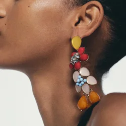 Vedawas Crystal Flower Tassel Earrings,Bohemian Handmade Elegent Tassels Holiday Wedding Banquet Party Women Accessories