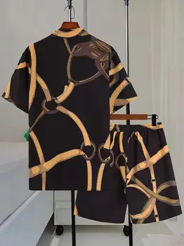 Traje de playa con estampado floral para hombre, camisa informal de 2 piezas, camisa hawaiana de manga corta, pantalones cortos, conjunto de ropa de verano a la moda