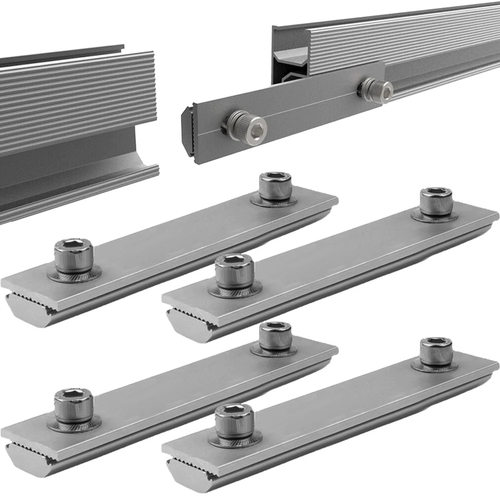 1/4/8Pcs Solar Module Rails Profile Connectors Aluminium Mounting Connection Photovoltaic Bracket Guide Rail Connector 14cm